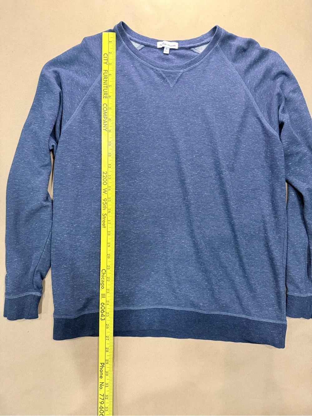 Peter Millar Navy Crewneck Sweatshirt – Men’s L Cotton Modal Blend - Picture 6 of 8
